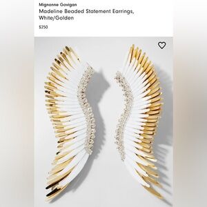 Mignonne Gavigan White and Gold Feather Wing Wall Pair